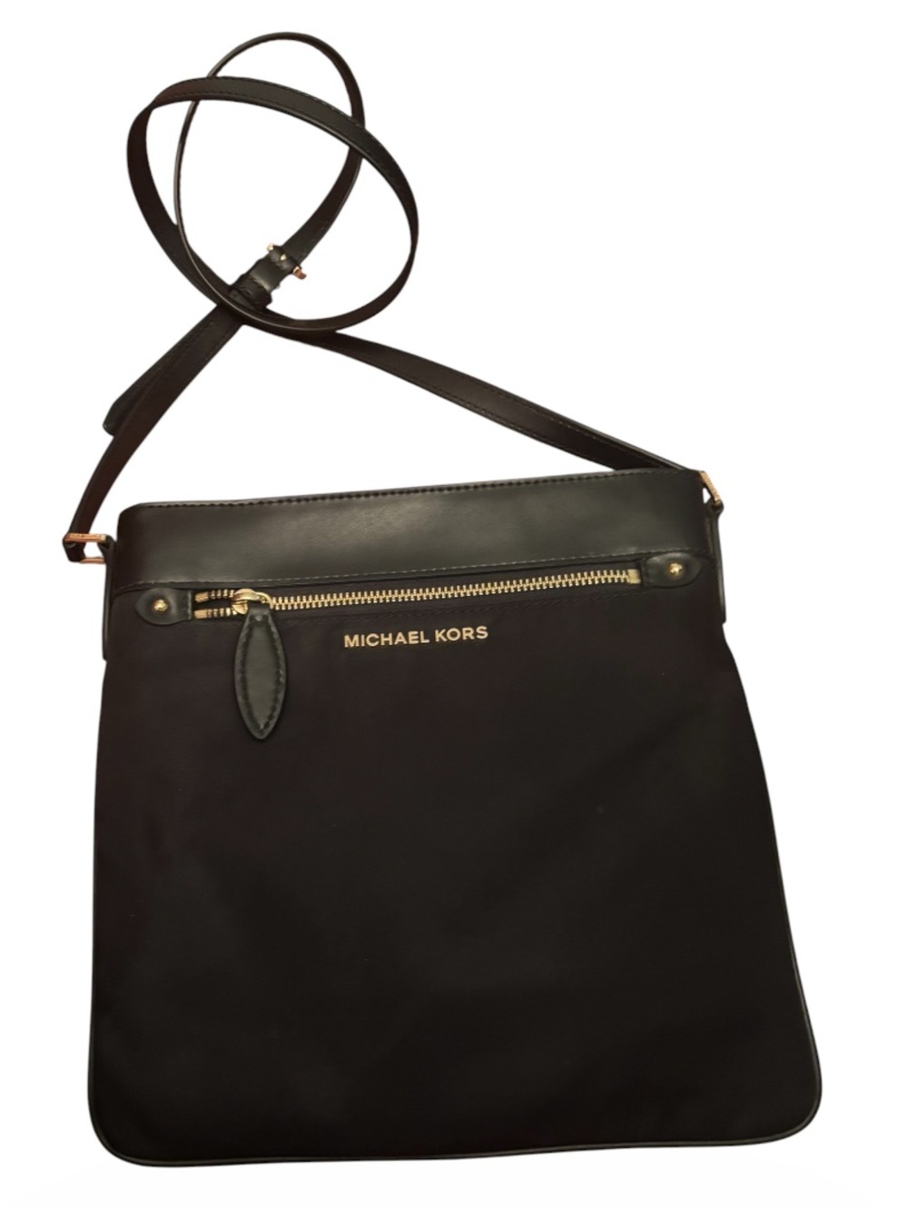 Michael Kors Black Nylon Crossbody with Gold Hardware EUC